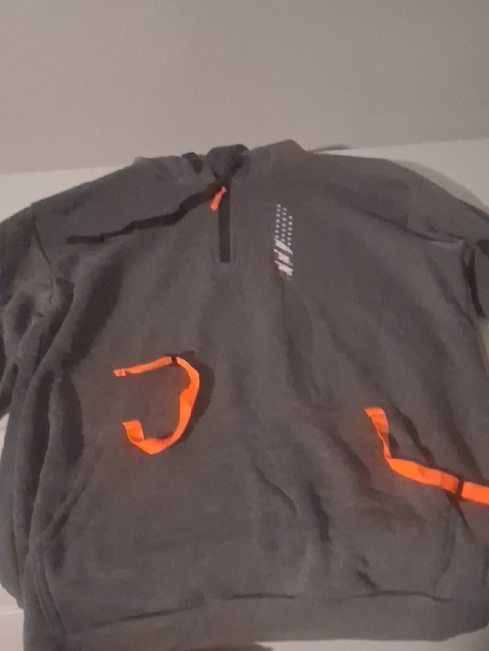 Tactical Gray Pullover Hoodie Neon Orange Accents Size L - Picture 2 of 7